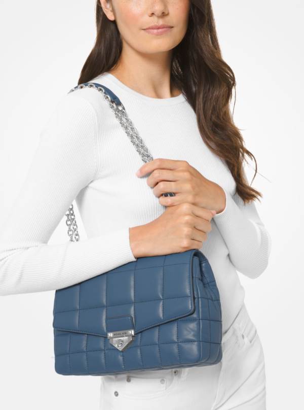 Damske Taška Cez Rameno Michael Kors SoHo Extra-Large Quilted Leather Modre - Kabelky Michael Kors Akcia | KEMNA-7859